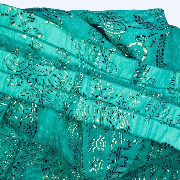 Gottex Vintage Wide Leg Aqua and Gold Paisley Pants size Medium - Picture 14 of 14